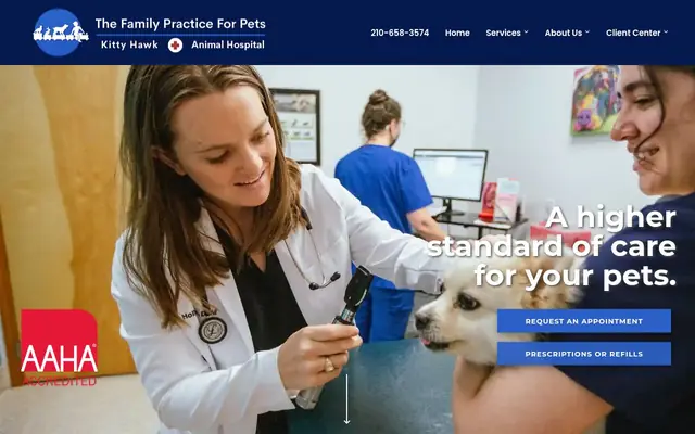 Homepage of Kitty Hawk Animal Hospital – cat vet in Universal City, TX