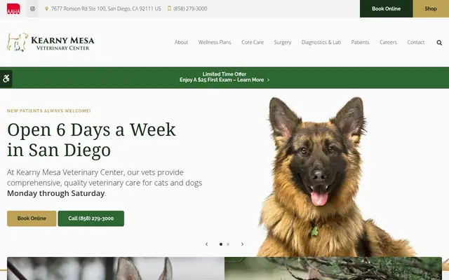 Homepage of Kearny Mesa Veterinary Center – cat vet in San Diego, CA