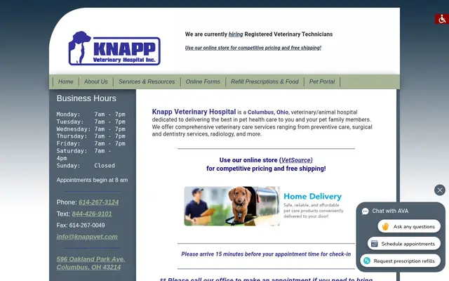 Homepage of Knapp Veterinary Hospital Inc – cat vet in Columbus, OH