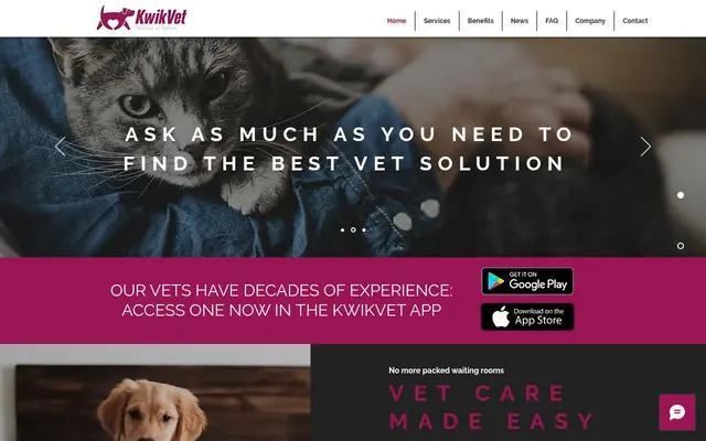Homepage of KwikVet - 24 hour veterinarians – cat vet in New York, NY