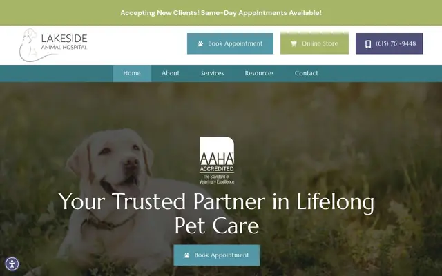 Homepage of Lakeside Animal Hospital – cat vet in Hermitage, TN
