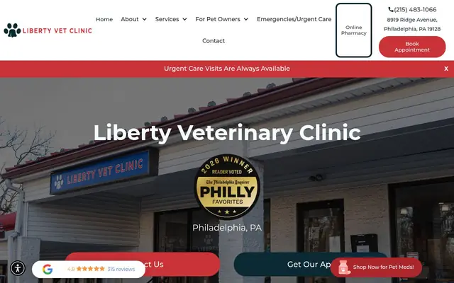 Homepage of Liberty Veterinary Clinic – cat vet in Philadelphia, PA