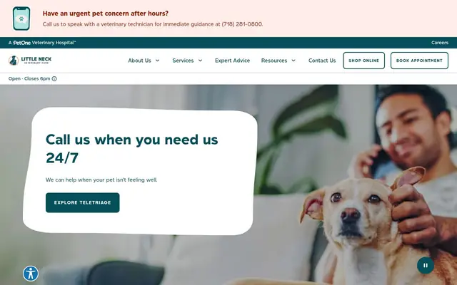 Homepage of Little Neck Veterinary Care, A PetOne Veterinary Hospital – cat vet in Little Neck, NY