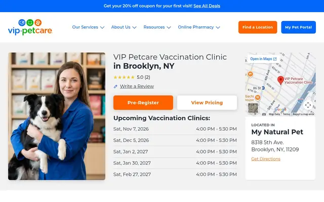 Homepage of VIP Petcare Vaccination Clinic – cat vet in Brooklyn, NY