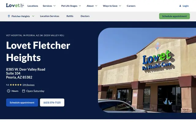 Homepage of Lovet Pet Health Care - Fletcher Heights – cat vet in Peoria, AZ