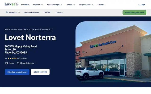 Homepage of Lovet Pet Health Care - Norterra – cat vet in Phoenix, AZ