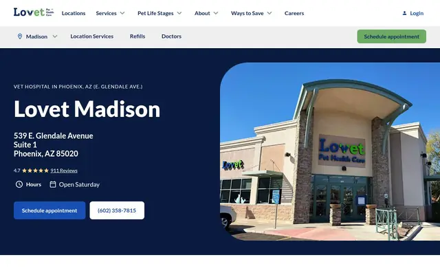Homepage of Lovet Pet Health Care - Madison – cat vet in Phoenix, AZ