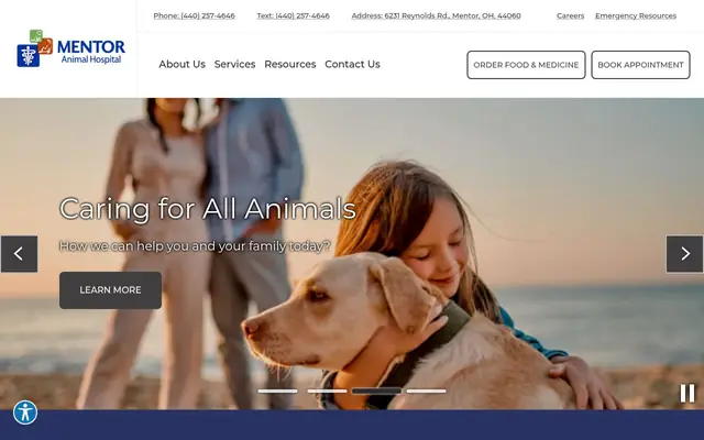 Homepage of Mentor Animal Hospital – cat vet in Mentor, OH