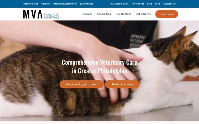 Homepage of Metropolitan Veterinary Associates – cat vet in Norristown, PA