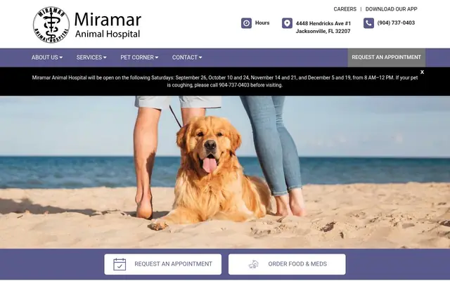 Homepage of Miramar Animal Hospital – cat vet in Jacksonville, FL