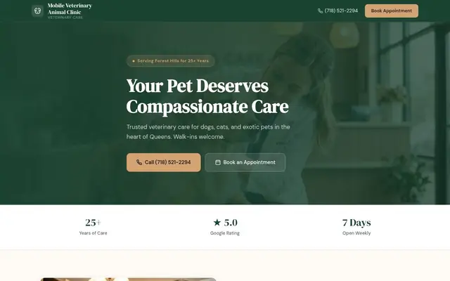 Homepage of Mobile Veterinary Animal Clinic – cat vet in Flushing, NY