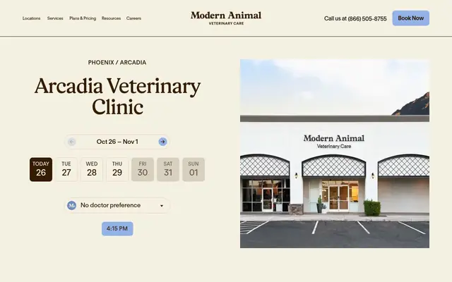 Homepage of Modern Animal Arcadia – cat vet in Phoenix, AZ