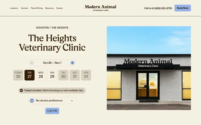 Homepage of Modern Animal The Heights – cat vet in Houston, TX