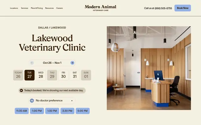Homepage of Modern Animal Lakewood – cat vet in Dallas, TX