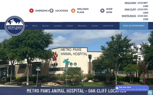Homepage of Metro Paws Animal Hospital - Oak Cliff – cat vet in Dallas, TX