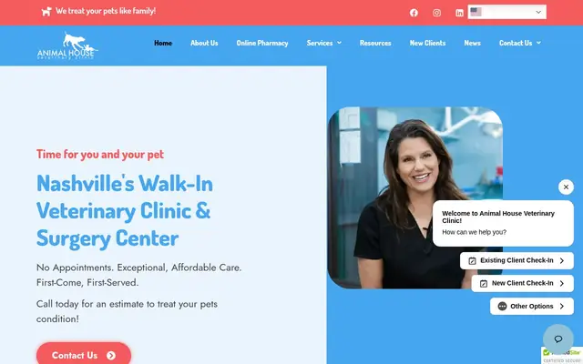 Homepage of Animal House Veterinary Clinic – cat vet in Nashville, TN