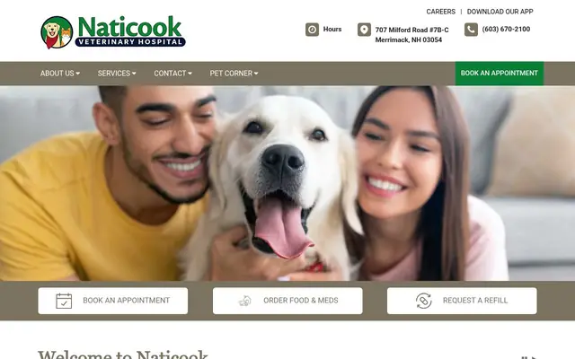 Homepage of Naticook Veterinary Hospital – cat vet in Merrimack, NH