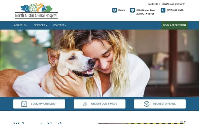 Homepage of North Austin Animal Hospital – cat vet in Austin, TX