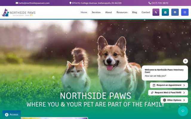 Homepage of Northside Paws Veterinary Care – cat vet in Indianapolis, IN