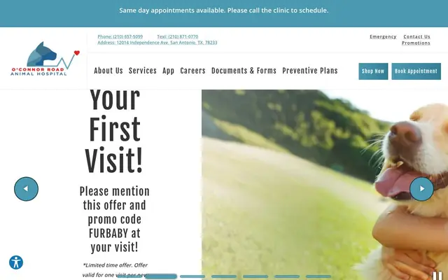 Homepage of O'Connor Road Animal Hospital – cat vet in San Antonio, TX