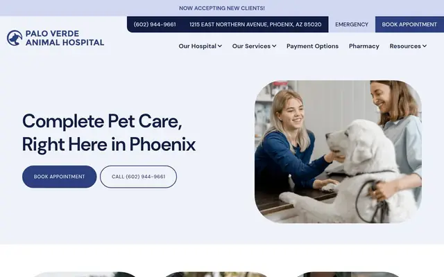 Homepage of Palo Verde Animal Hospital – cat vet in Phoenix, AZ