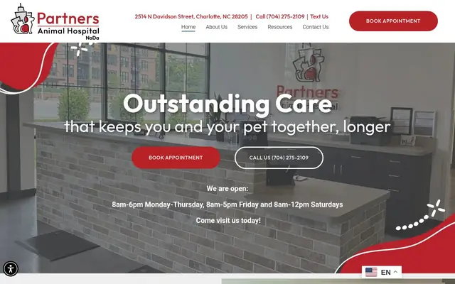 Homepage of Partners Animal Hospital NoDa – cat vet in Charlotte, NC