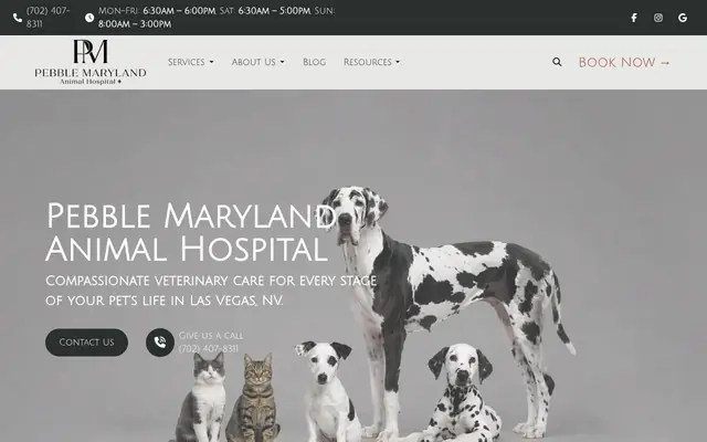Homepage of Pebble Maryland Animal Hospital – cat vet in Las Vegas, NV