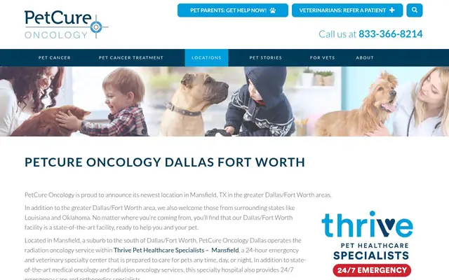 Homepage of PetCure Oncology Dallas Fort Worth - Advanced Cancer Treatments for Cats & Dogs – cat vet in Mansfield, TX