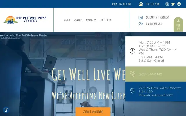 Homepage of The Pet Wellness Center – cat vet in Phoenix, AZ