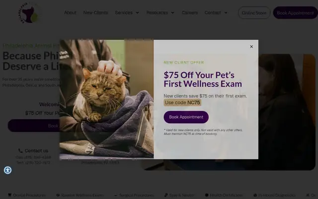 Homepage of Philadelphia Animal Hospital – cat vet in Philadelphia, PA