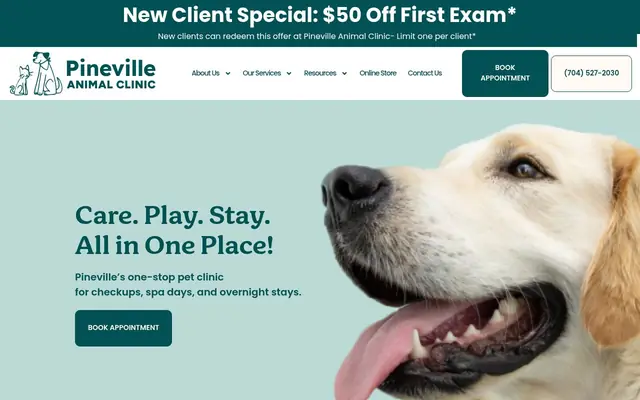 Homepage of Pineville Animal Clinic – cat vet in Charlotte, NC
