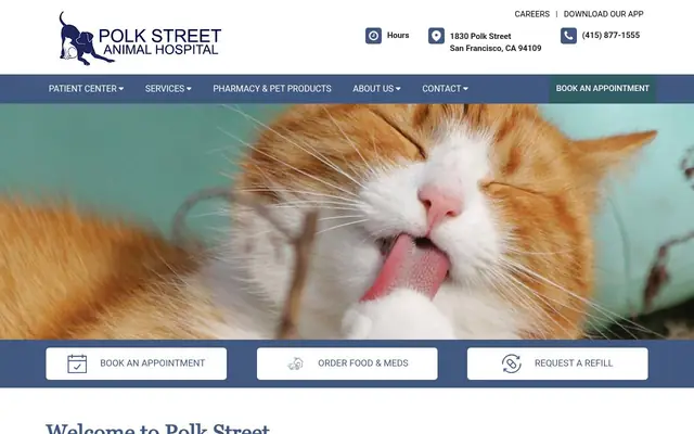 Homepage of Polk Street Animal Hospital – cat vet in San Francisco, CA