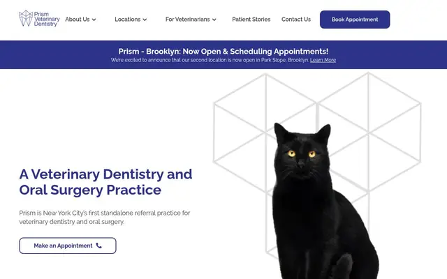 Homepage of Prism Veterinary Dentistry - Manhattan – cat vet in New York, NY