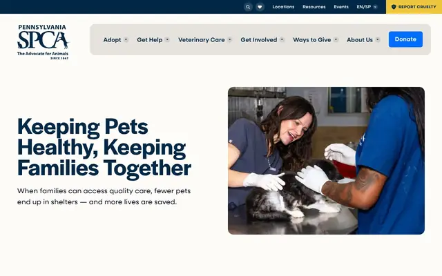 Homepage of Pennsylvania SPCA Veterinary Clinic – cat vet in Philadelphia, PA