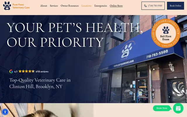 Homepage of Pure Paws Veterinary Care of Clinton Hill – cat vet in Brooklyn, NY