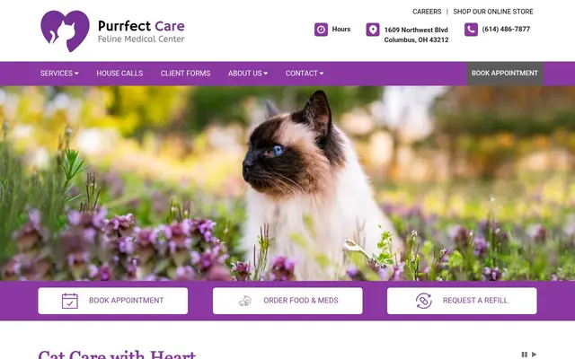 Homepage of Purrfect Care Feline Medical Center – cat vet in Columbus, OH