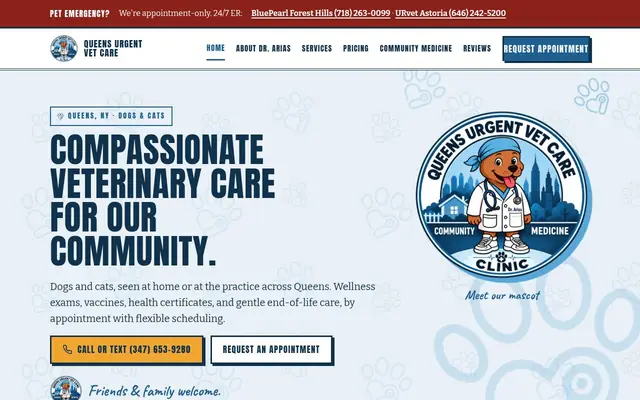 Homepage of Queens Urgent Vet Care – cat vet in Flushing, NY
