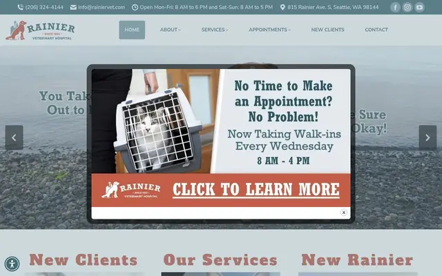 Homepage of Rainier Veterinary Hospital – cat vet in Seattle, WA