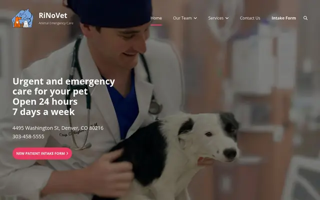 Homepage of RiNoVet Animal Emergency Care – cat vet in Denver, CO