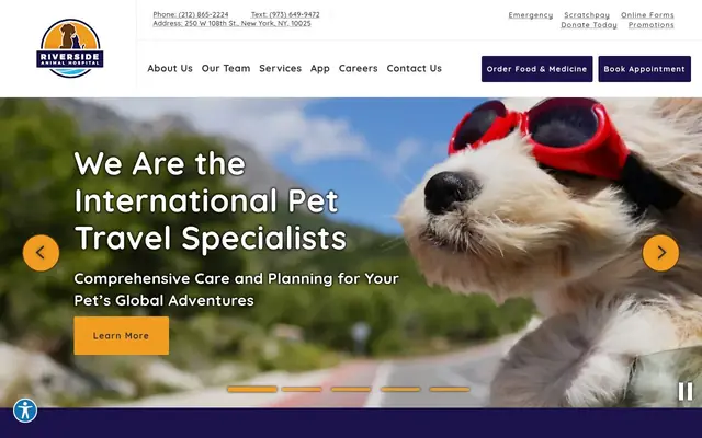 Homepage of Riverside Animal Hospital North – cat vet in New York, NY