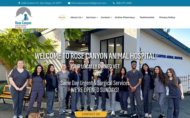Homepage of Rose Canyon Animal Hospital – cat vet in San Diego, CA