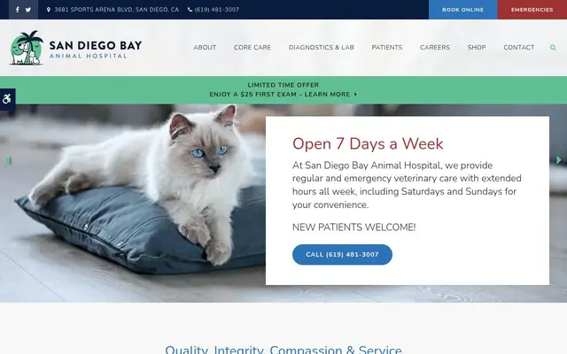 Homepage of San Diego Bay Animal Hospital – cat vet in San Diego, CA
