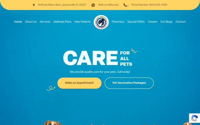 Homepage of San Marco Animal Hospital – cat vet in Jacksonville, FL