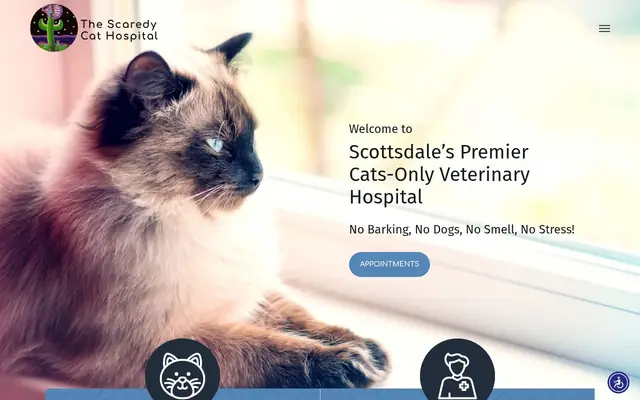 Homepage of The Scaredy Cat Hospital – cat vet in Scottsdale, AZ