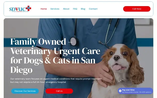 Homepage of San Diego Veterinary Urgent Care – cat vet in San Diego, CA