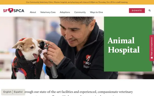 Homepage of San Francisco SPCA Veterinary Hospital – cat vet in San Francisco, CA