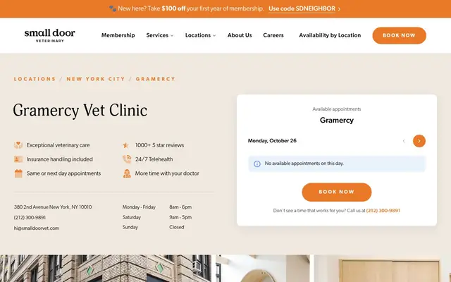Homepage of Small Door Veterinary - Gramercy – cat vet in New York, NY