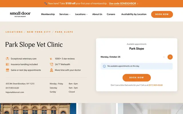 Homepage of Small Door Veterinary - Park Slope – cat vet in Brooklyn, NY