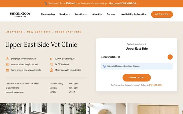 Homepage of Small Door Veterinary - Upper East Side – cat vet in New York, NY