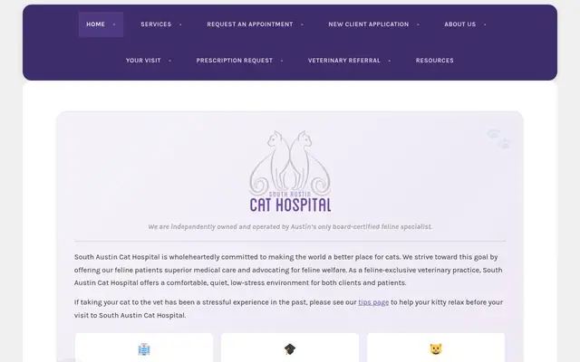 Homepage of South Austin Cat Hospital – cat vet in Austin, TX